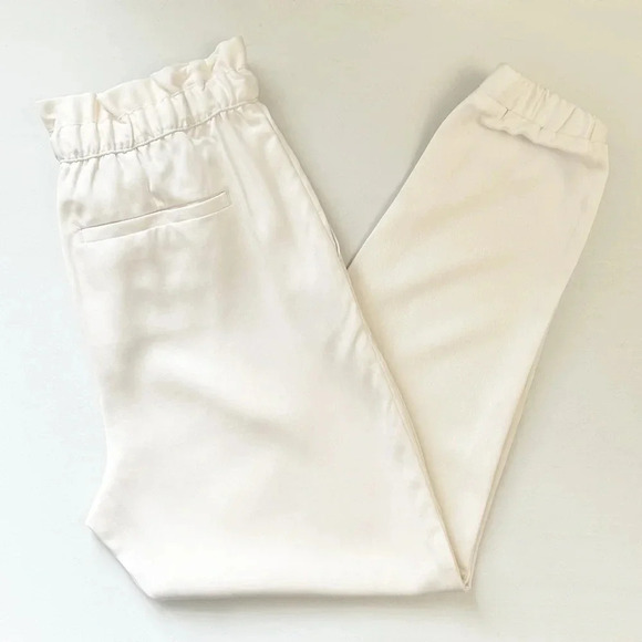 Banana Republic Paperbag Waist Tencel Joggers Relaxed Fit Pants Ivory Size XS - Picture 13 of 14